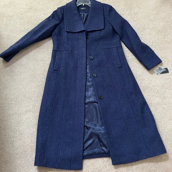 Kenneth Cole nwt blue purple midi coat- large - Picture 4 of 10